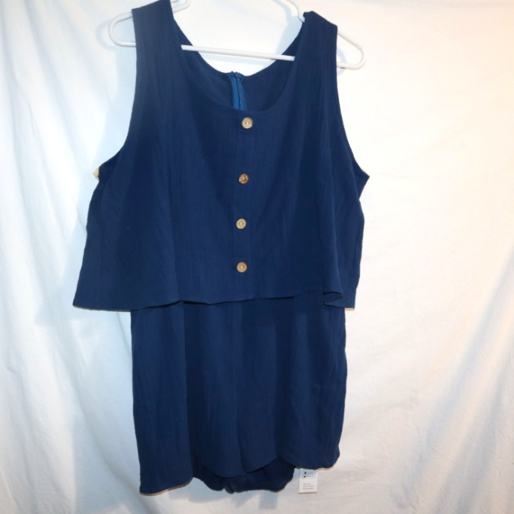 New!! Cupshe Navy Romper Shorts Size Large - Picture 2 of 11